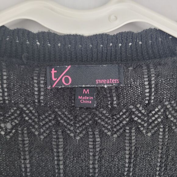 T/O Sweaters Size Medium Black Cropped Shrug Short Sleeve Y2K - Picture 4 of 5